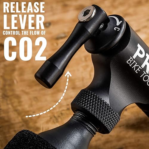 Miniatura 10 de Inflador de CO2 con recipiente de almacenamiento de cartucho de Pro Bike Tool - Rápido, fácil y seguro - Para Presta y Schrader - Bomba de neumático