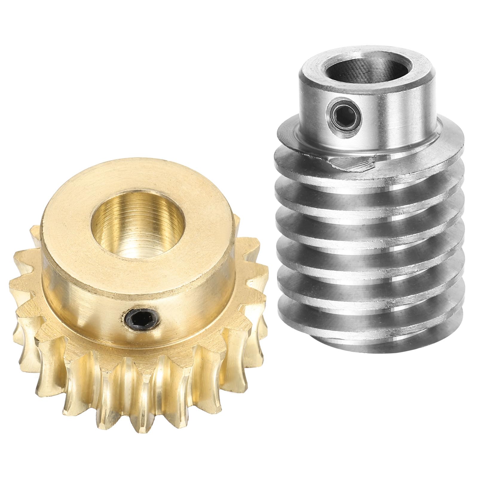 QUARKZMAN Set Ingranaggio A Vite Senza Fine 20T Modulo 1.5 Rapporto Di Riduzione 20:1 Rotazione Destra Scatola Ingranaggi (Ingranaggio Ottone-Foro 12mm, Asta Acciaio #45 Foro 12mm)