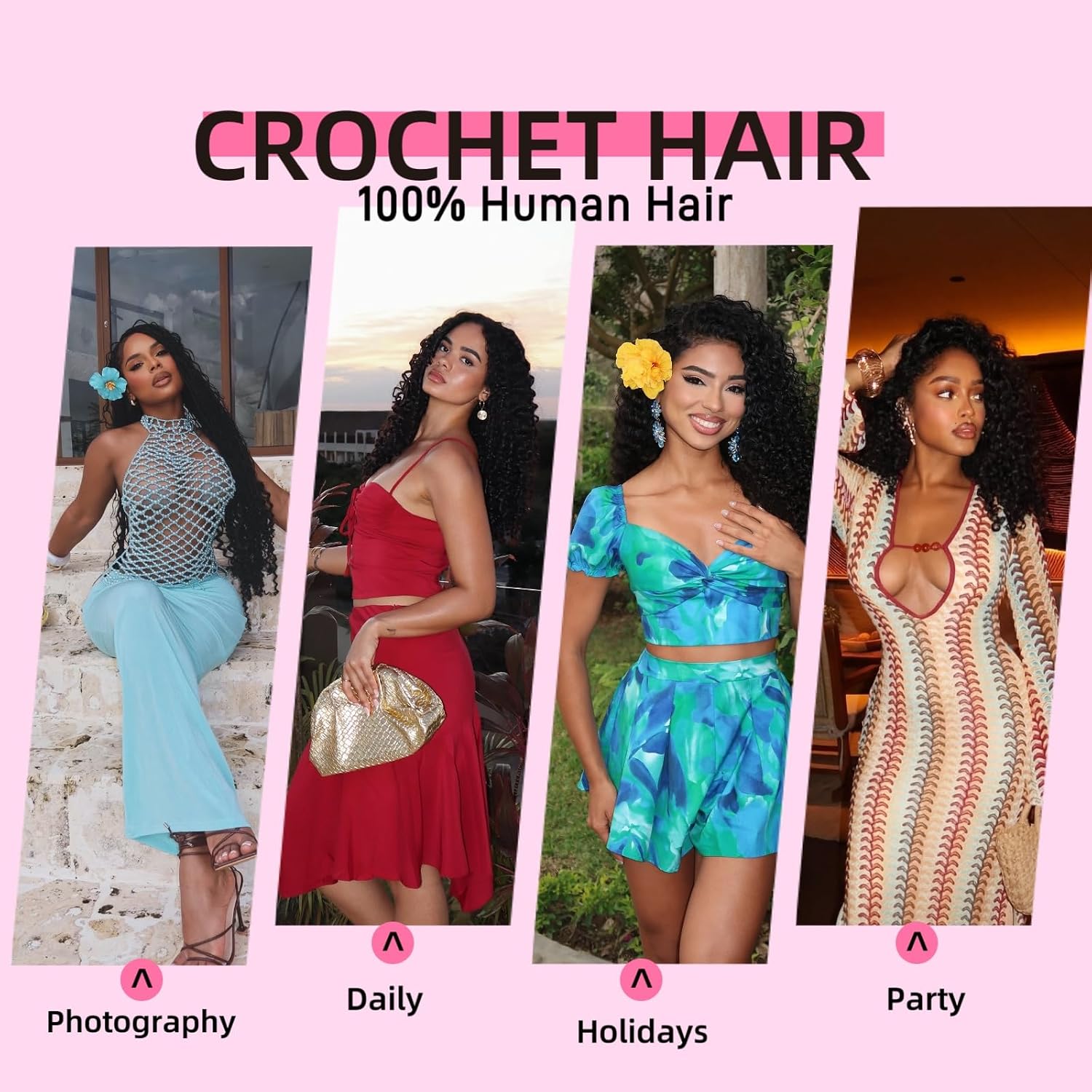 Burmese Curly Crochet Human Hair, 16 Inch 60g⁠ | Knotless, Pre-Separated Invisible, Miracle Knots Feather Curly Crochet Hair for Black Women, Reusable & Time-Saving