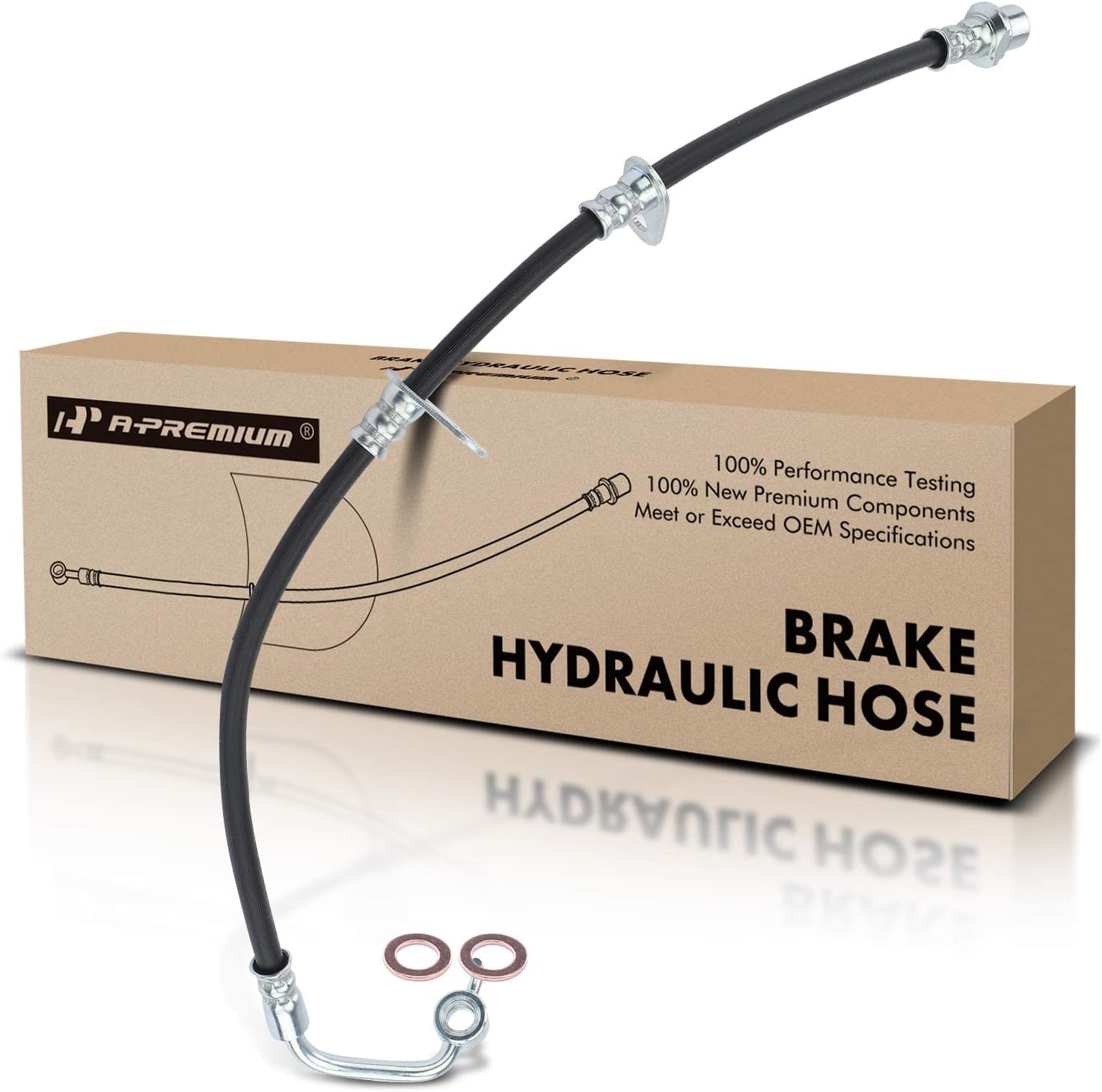 A-Premium Front Passenger Brake Hydraulic Hose Compatible with Select Toyota Models - Tacoma 1995-2004, with 5 Lug Wheels - Replace# 9094702B39