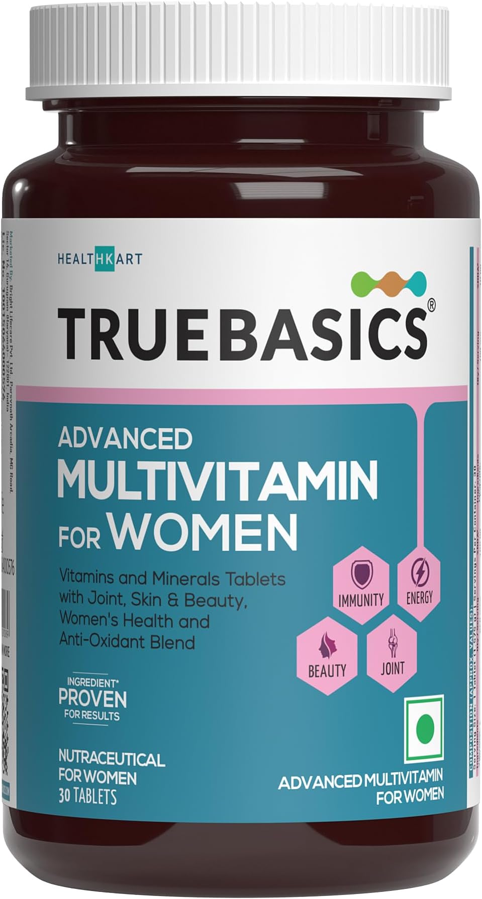 TrueBasicsAdvanced Multivitamin for Women (30 Tablets) | With Clinically Researched Ingredients | For Energy, Immunity and Joints, Maintains Hormonal Balance