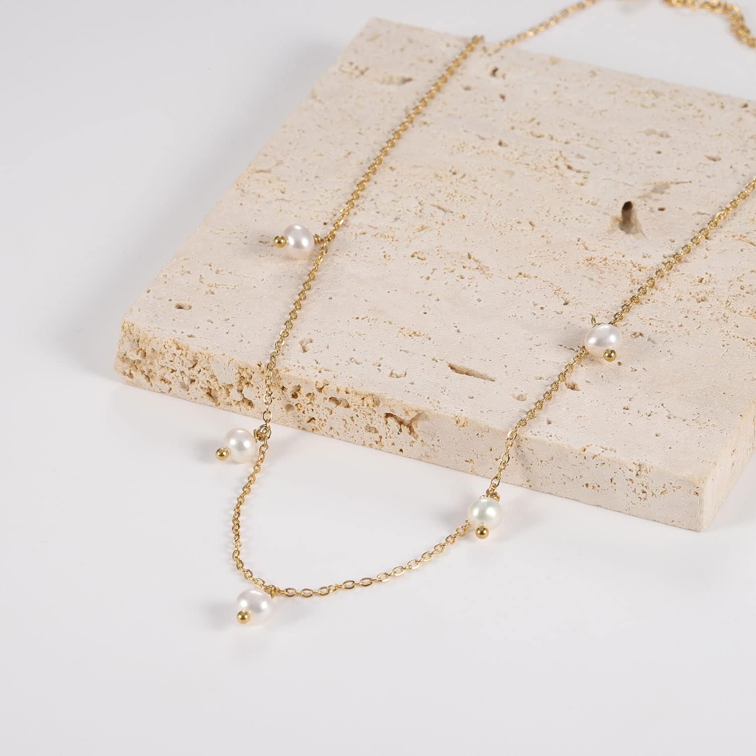 Pearl Necklace for Women- 14K Gold-plated/White Gold-plated Dainty Pearl Necklace for Women - Image 6