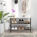 Garden 4 You Shoe Rack for Entryway 3 Tiers, Adjustable Flat & Slant Shoe Storage, Shoe Organizer with White Wooden Tabletop for Entryway Hallway Living Room Closet