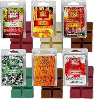 Fall Mix Scented Wax Melts, 6 Pack – USA Made – Wax Cubes for Wax Melt Warmer, Masculine Autumn Outdoor Variety Pack - Cedar Woodsy, Cedar & Saffron, Campfire Smoke, Apples & Oak, Pine, Autumn Warmth