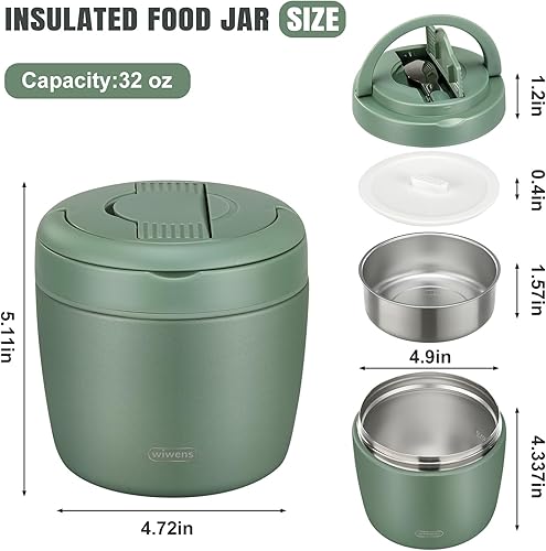 Miniatura 5 de Thermo Food Jar for Hot Food Adults 32OZ Soup Thermo Lunch Containers Wide Mouth Vacuum Insulated Stainless Steel Leakproof Bento Box with Spoon