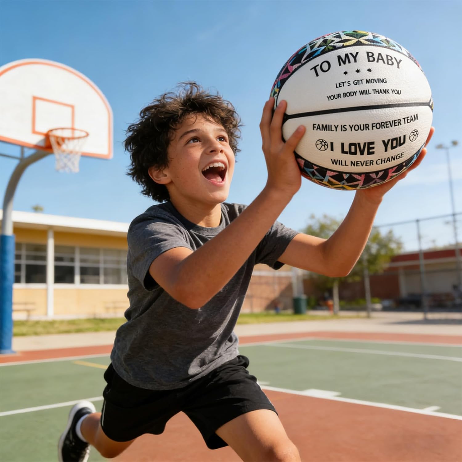 Tie-Dye Glow in the Dark Basketball-First Artistic Night Glow Ball, Size 7, Includes Air Pump&Bag, Essential for Outdoor Courts,Ultimate Novel Gift