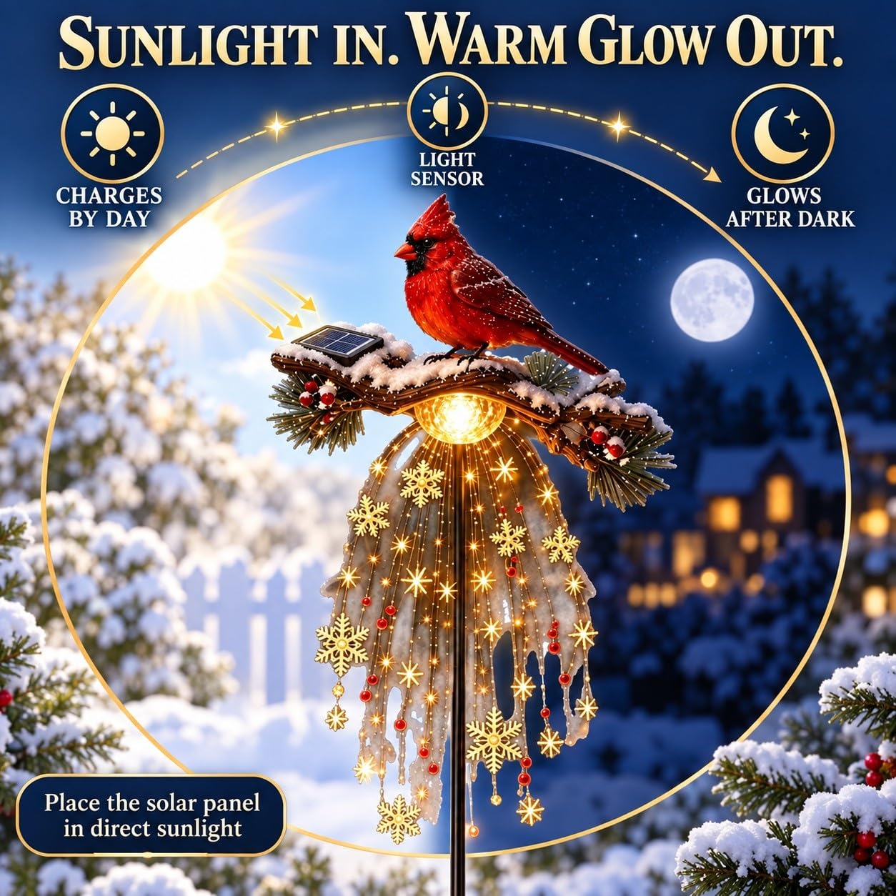 Cardinal Memory Fountain Solar Light, Memorial Garden Stake