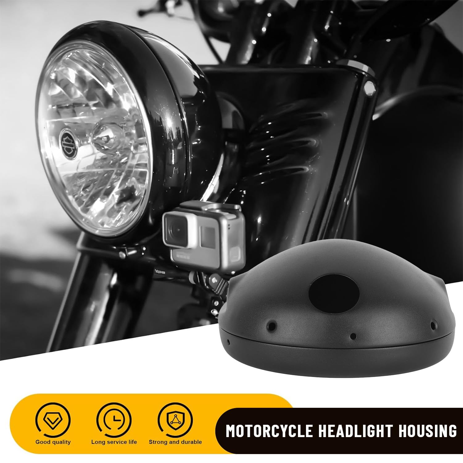 Guscio Faro Moto 7 Pollici, Guscio del Faro del Motociclo Nero Opaco, Coperchio Fari LED in Lega di Alluminio Coperchio del Motociclo Accessorio per la Modifica del Motociclo
