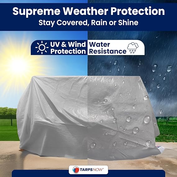 Tarps Now 6x8 ft Heavy Duty Waterproof Tarp | 12 Mil Silver Poly Tarpaulin with Aluminum Grommets | Large Outdoor Weatherproof Cover for Roof, Landscaping | UV Resistant Tarp with Reinforced Edges