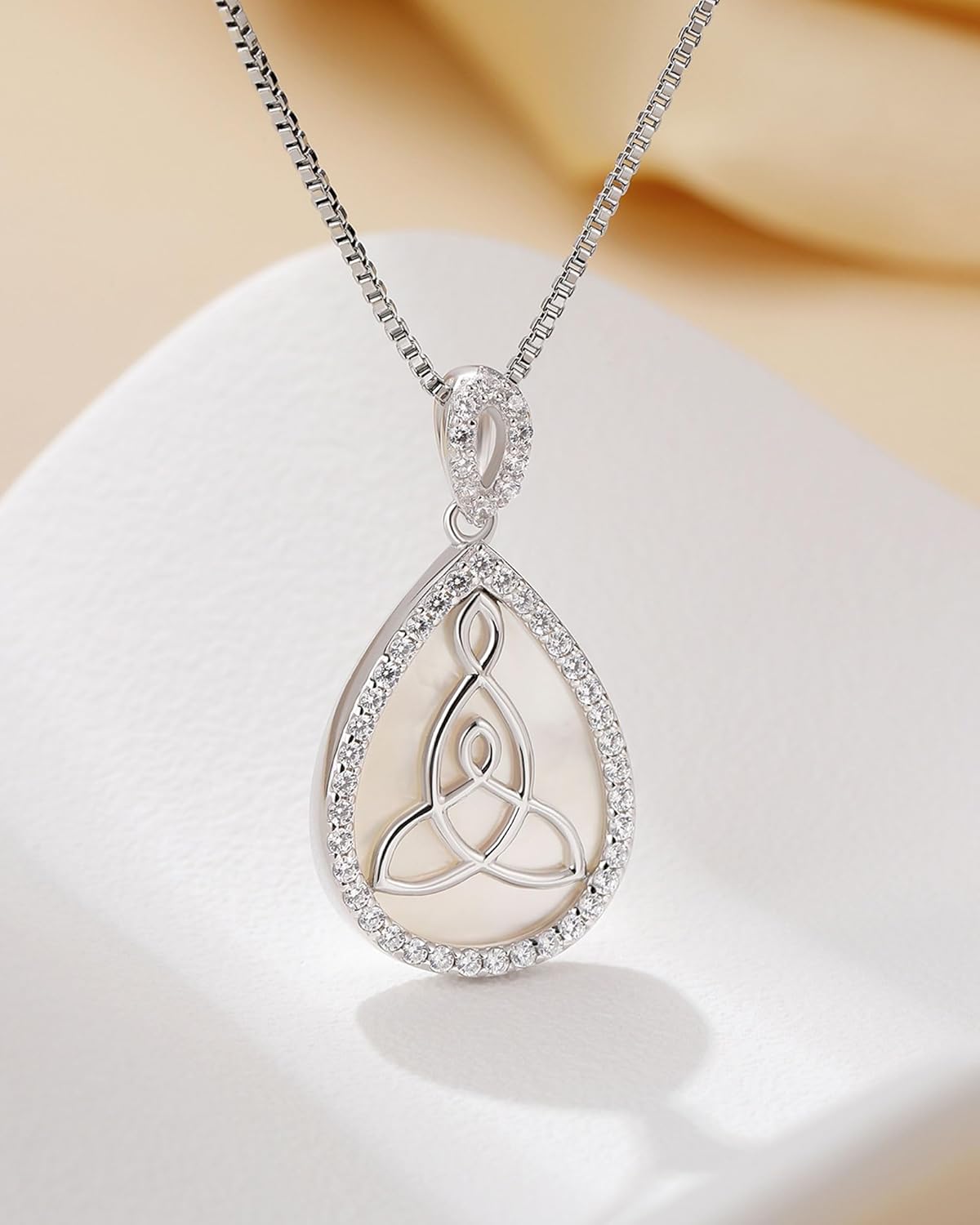 Irish Celtic Spiral Necklace Sterling Silver Trinity Knot Pendant Triquetra Knot Jewelry - Image 2