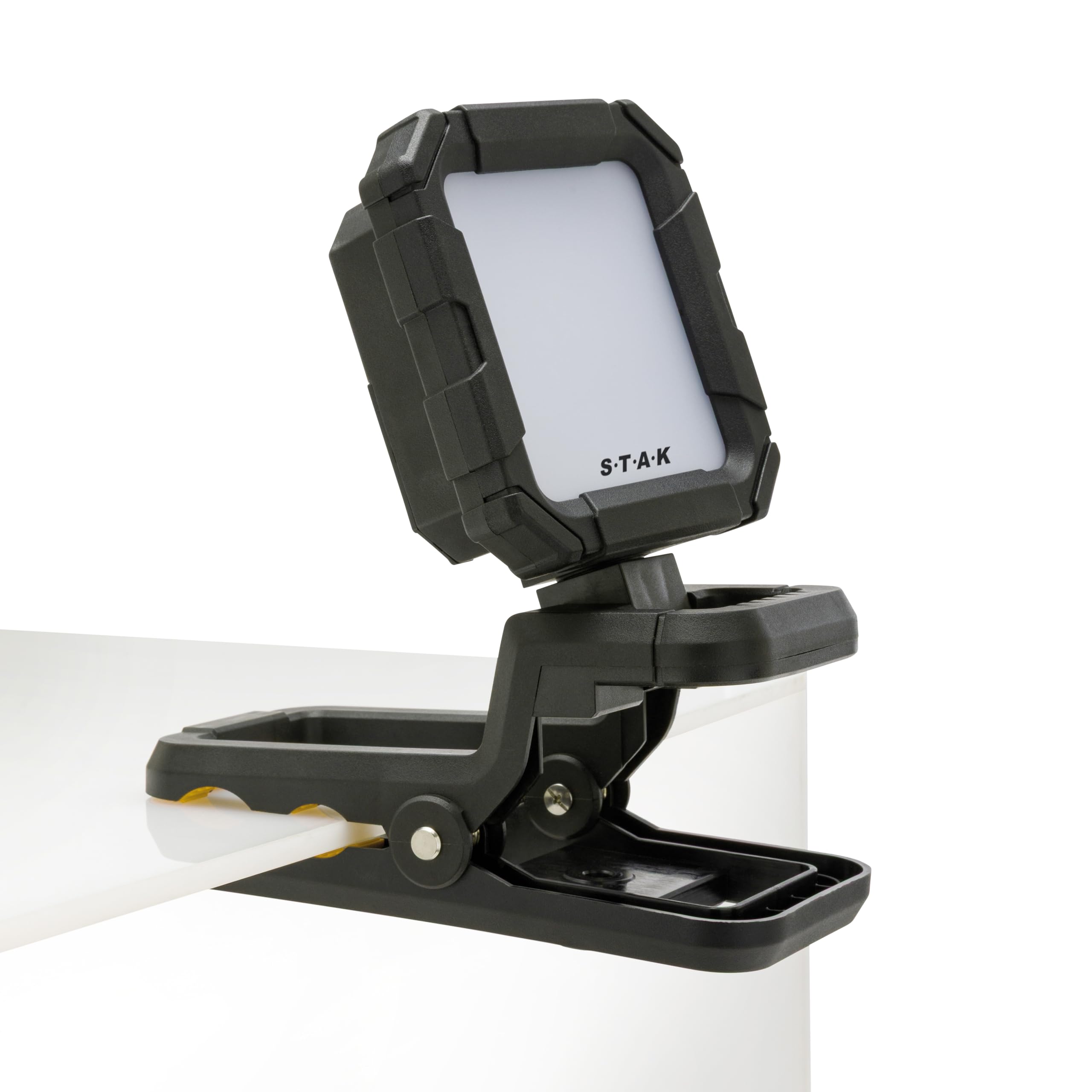 Luce da lavoro LED Ricaricabile 10W 1000lm, Faretto a Batteria con Pinza e Base Magnetica impermeabile IP54, Faretto LED Pieghevole e Rotante 360°, Faro a Batteria per Officina, Garage e Lavori