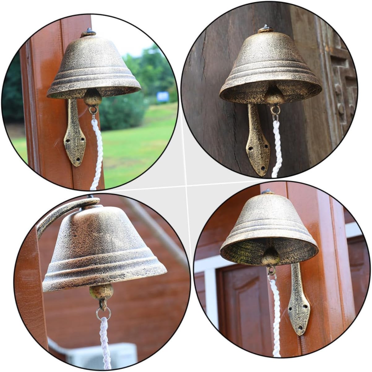 Antique Style Large Cast Iron Doorbell Bell Pendant Wall Mounted Vintage Decorative Hanging Bell for Housewarming and Holiday Scene Decor