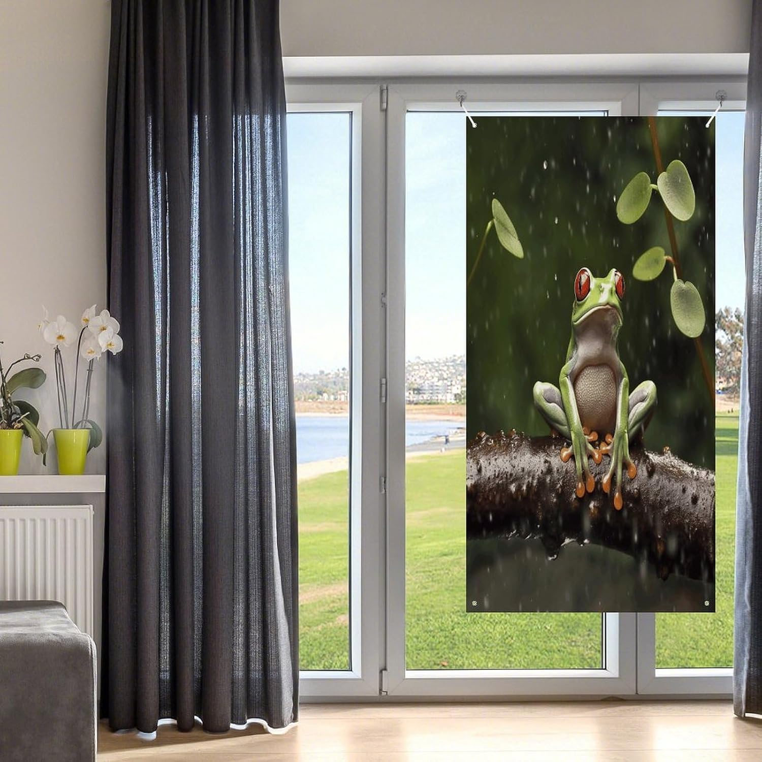 Peace Tree Frog Door Cover Decoration Exquisite Door Banner Background Porch Sign Picture Anti-fading Front Door Backdrop Decor for Holiday Themed Party Decor Supplies 70x35 In