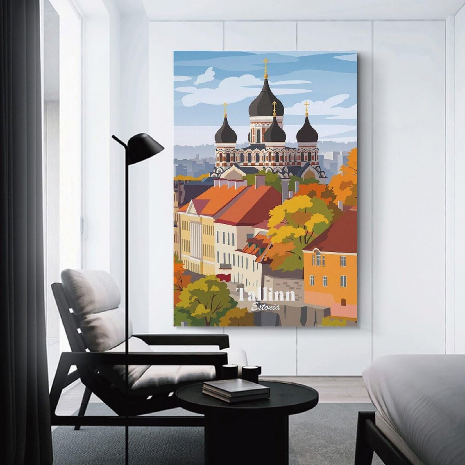 Junmoney Tallinn Estonia Room Decor Wall Art, 24x36inch(60x90cm), for Entrance Walls, Hall Decor Or Foyers, A Neat Decor Update for Hallways