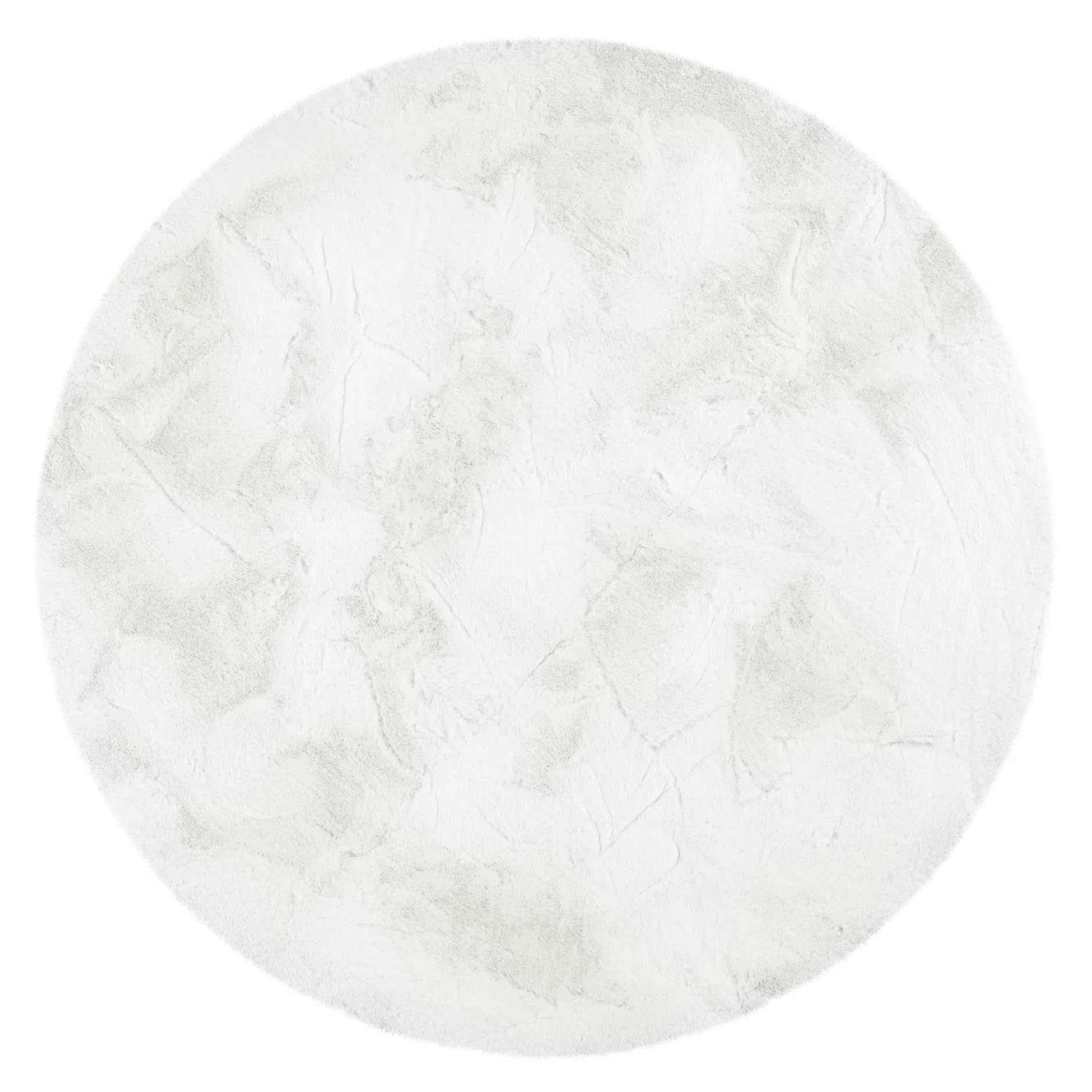 Tappeto shaggy rotondo Ø170 cm bianco Dave - in pelliccia sintetica a pelo lungo - Soffice a pelo lungo per soggiorno, camera da letto e cameretta