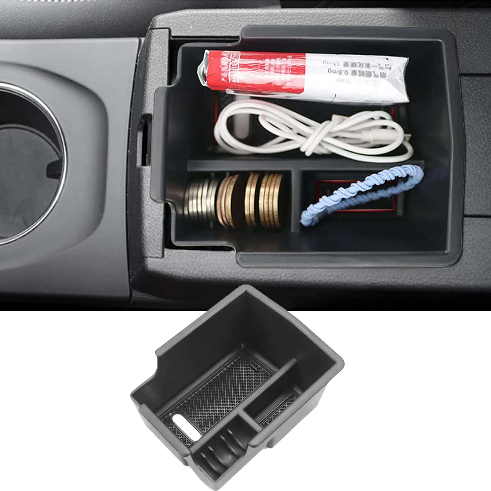 Organisateur D'Accoudoir LFOTPP Pour Renault Arkana 2021-2022 - Range Console Central Avec Tapis Antidérapant Rouge