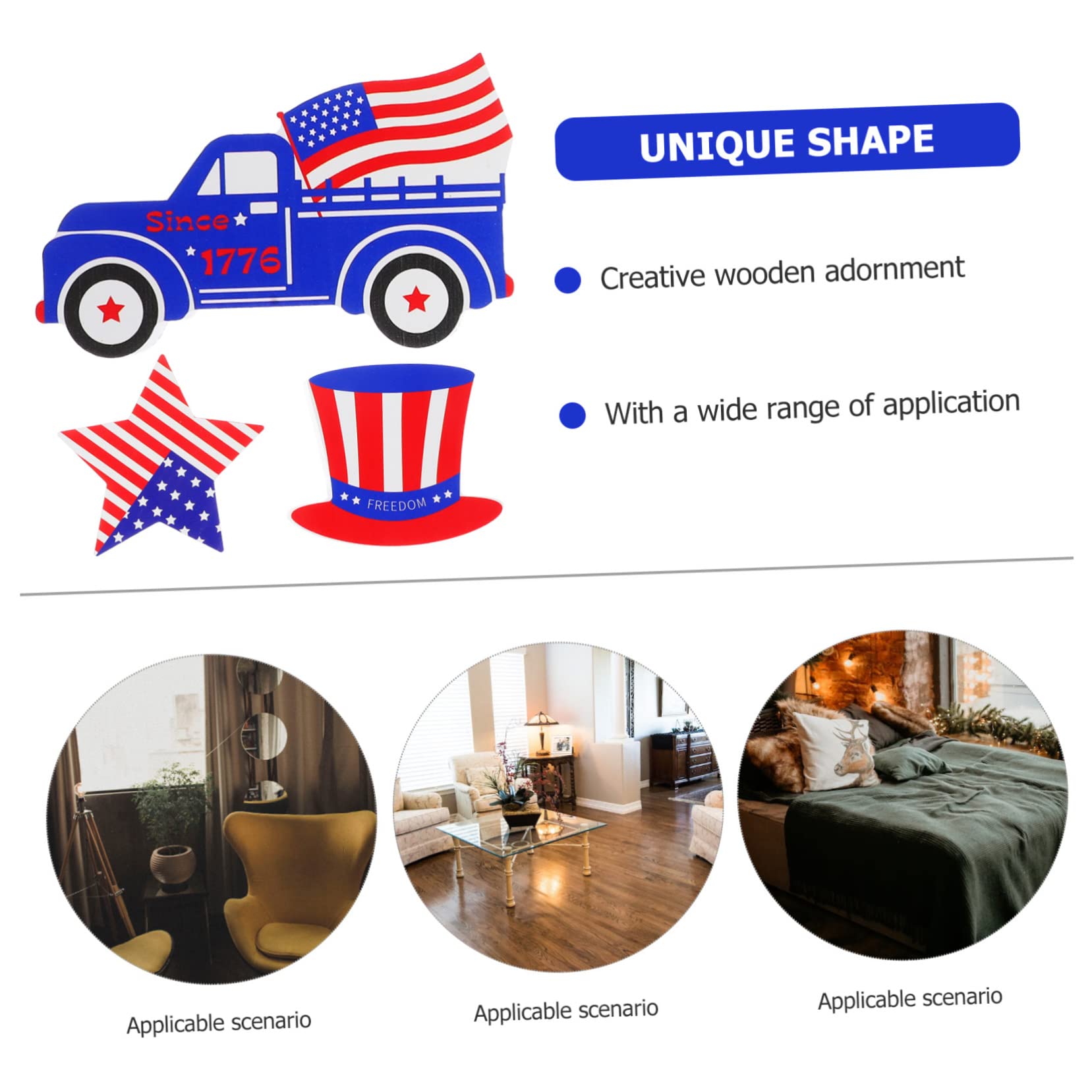 15 Stck. Teiliges Patriotic Holzblock Deko Independence Day Tischdeko mit Amerikanischem Muster Langlebig und Fein Verarbeitet als Partydeko und Fotorequisite