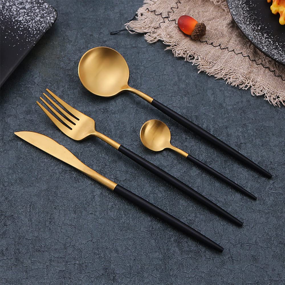 Besteck Set, Edelstahl-Besteck Set 6 Personen, 24-teiliges Geschirr, Prägnant, Nische Essgeschirr für Zuhause und Restaurant, Hochzeit, Halloween, Weihnachten