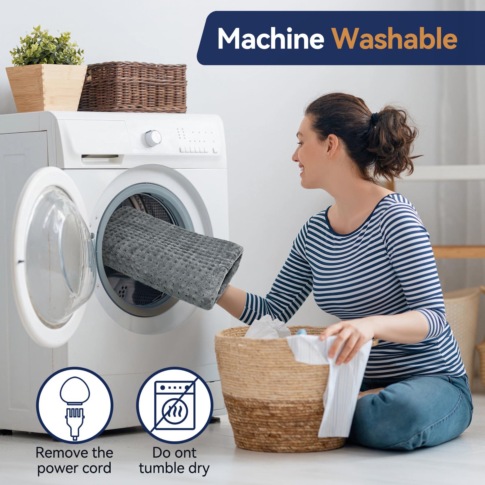 Heizkissen Größe XL, Elektrisches Wärmekissen für Rücken Nacken Schulter Bauch, 9 Heizstufen und 4 automatische Abschaltzeiten, Weicher Flanell, Maschinenwaschbar,2M-Kabel (Dunkelgrau, 43X 84 cm)