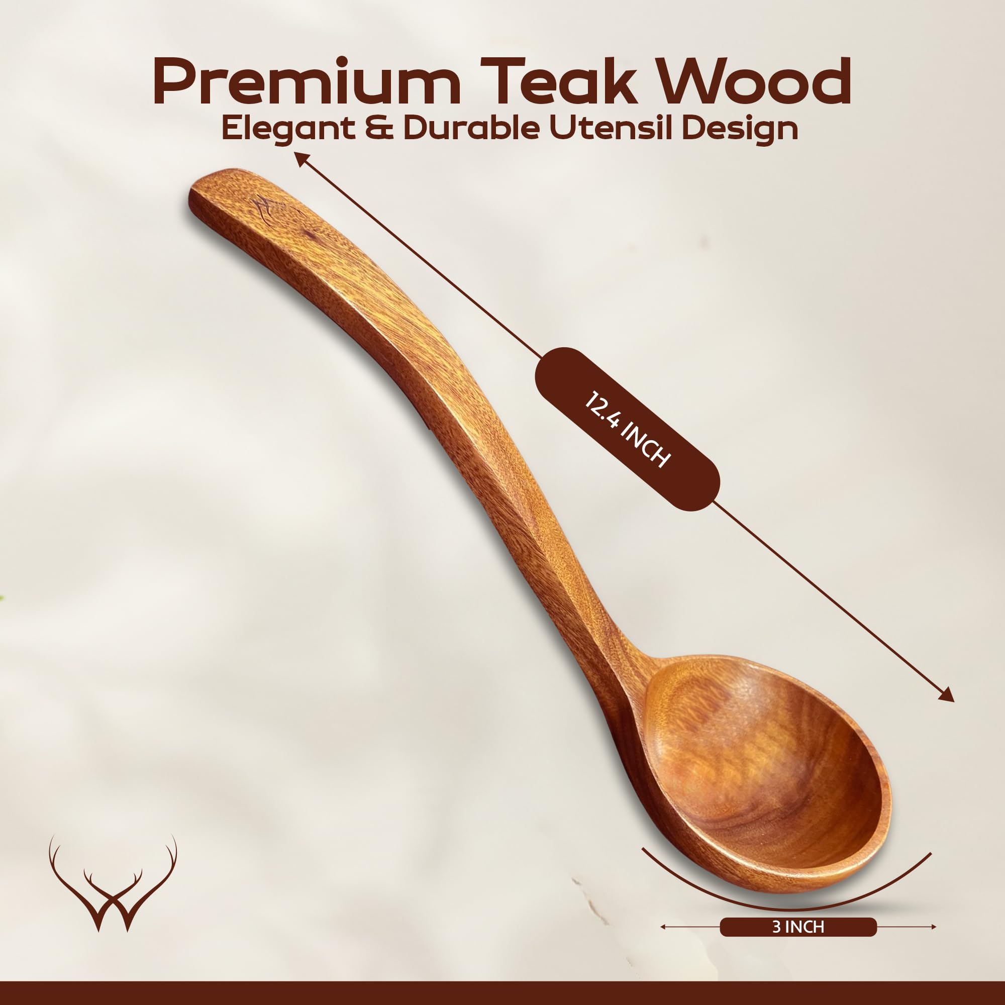 Teak Wooden Ladle Set - Soup & Serving Utensils -6 Teak Wooden Ladle Set - Soup & Serving Utensils -6