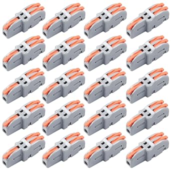 Litoexpe 20 Pcs 1 in 2 Out Mini Electrical Wire Connectors, Nylon Compact Splicing Butt Terminal Block Connectors