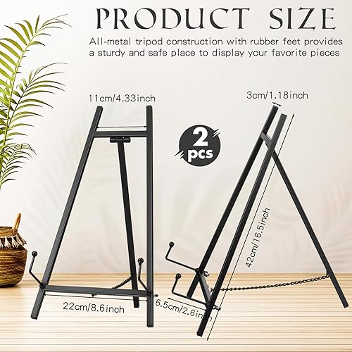 Miniatura 8 de Leinuosen Soporte de caballete de metal de 16.5 pulgadas de alto x 8.7 pulgadas de ancho x 4.3 pulgadas de profundidad, soporte de caballete de mesa