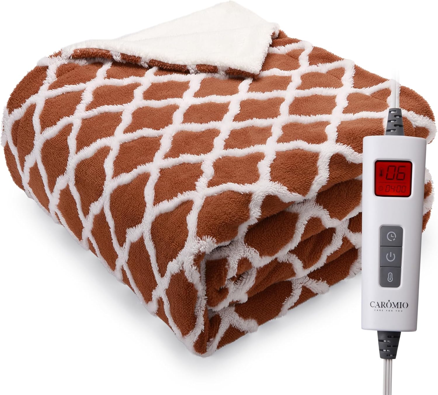 CAROMIO Electric Throw Blanket Heated Blanket, Sherpa Tufted Heating Lap Blankets