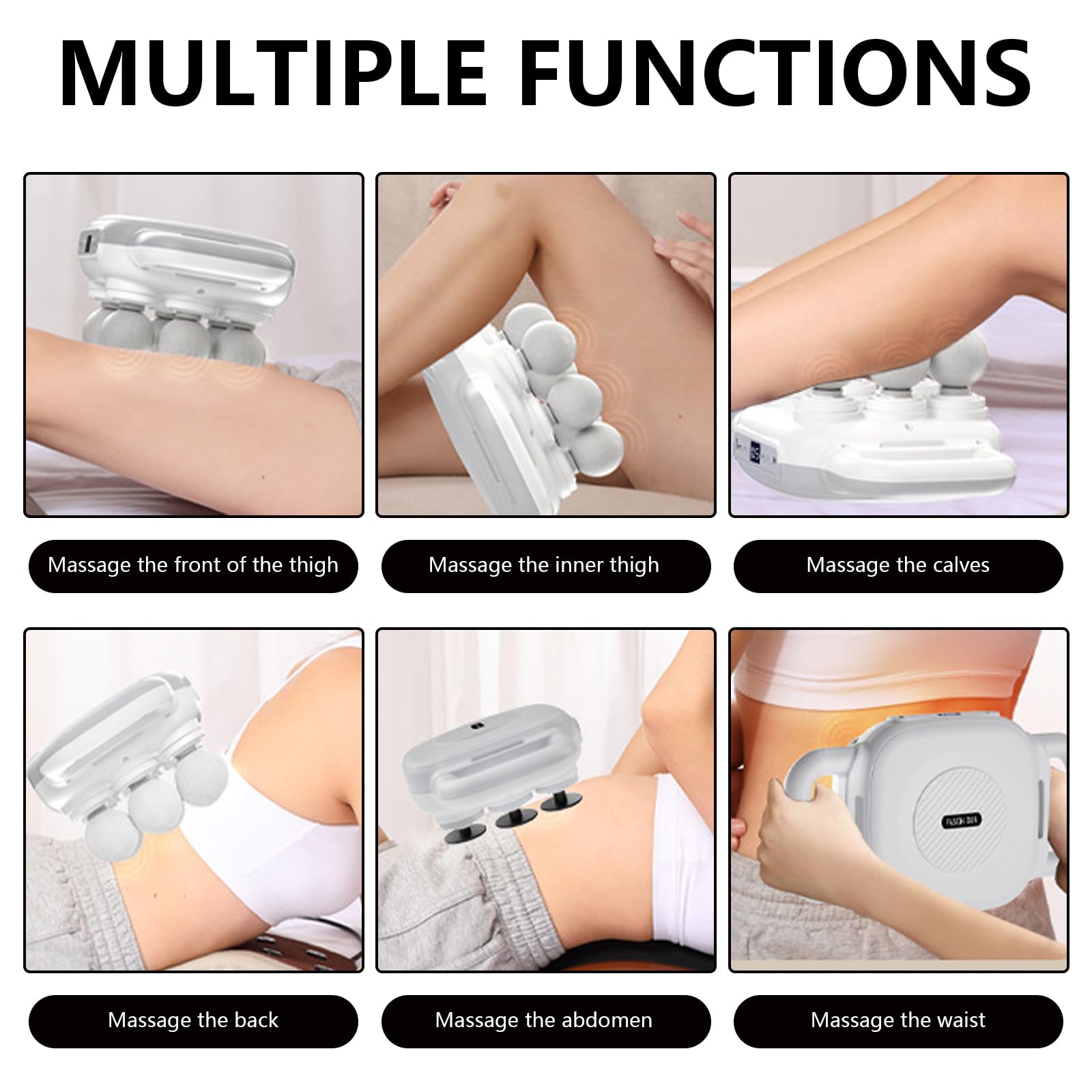 Pistolet De Massage, 1500 Mah Masseur Musculaire à 6 TêTes Avec 18 TêTes De Massage Ceinture Abdominale Et 50 Vitesses Pour Soulager La Douleur Du Dos De La Taille De L'Abdomen Et Des Jambes