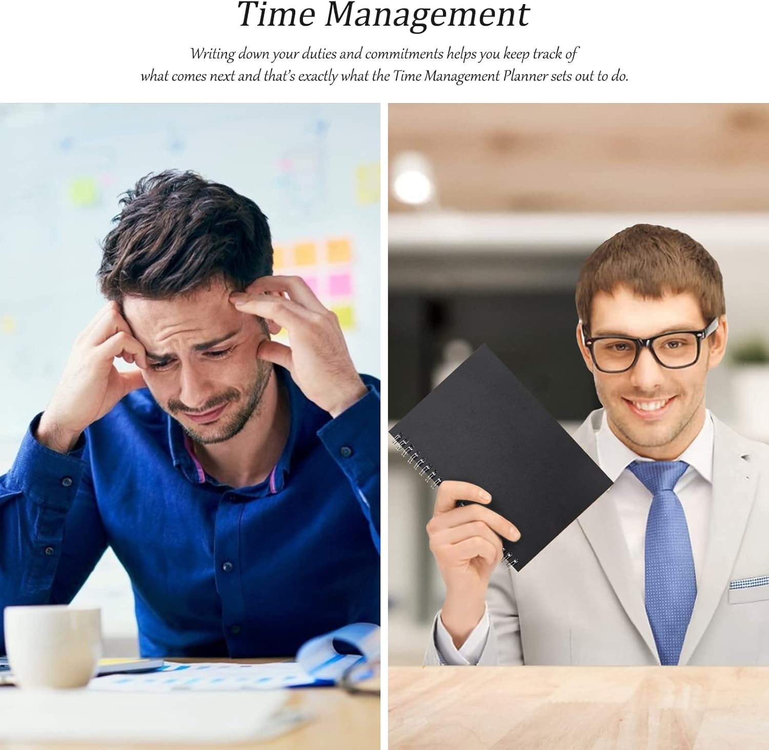 Time Management Manual to Do List Daily Planner Notepad Black Kraft Cover Spiral Plan Notebook 100 Pages/ 50 Sheets 19 x 13cm (4 Pack) Bullet points: - Image 4