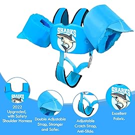 Chriffer Kids Swim Vest Life Jacket for 30-55 Pounds Boys and Girls, Toddler Floaties with Shoulder Harness Arm Wings for 3,4,5,6,7 Years Old Baby