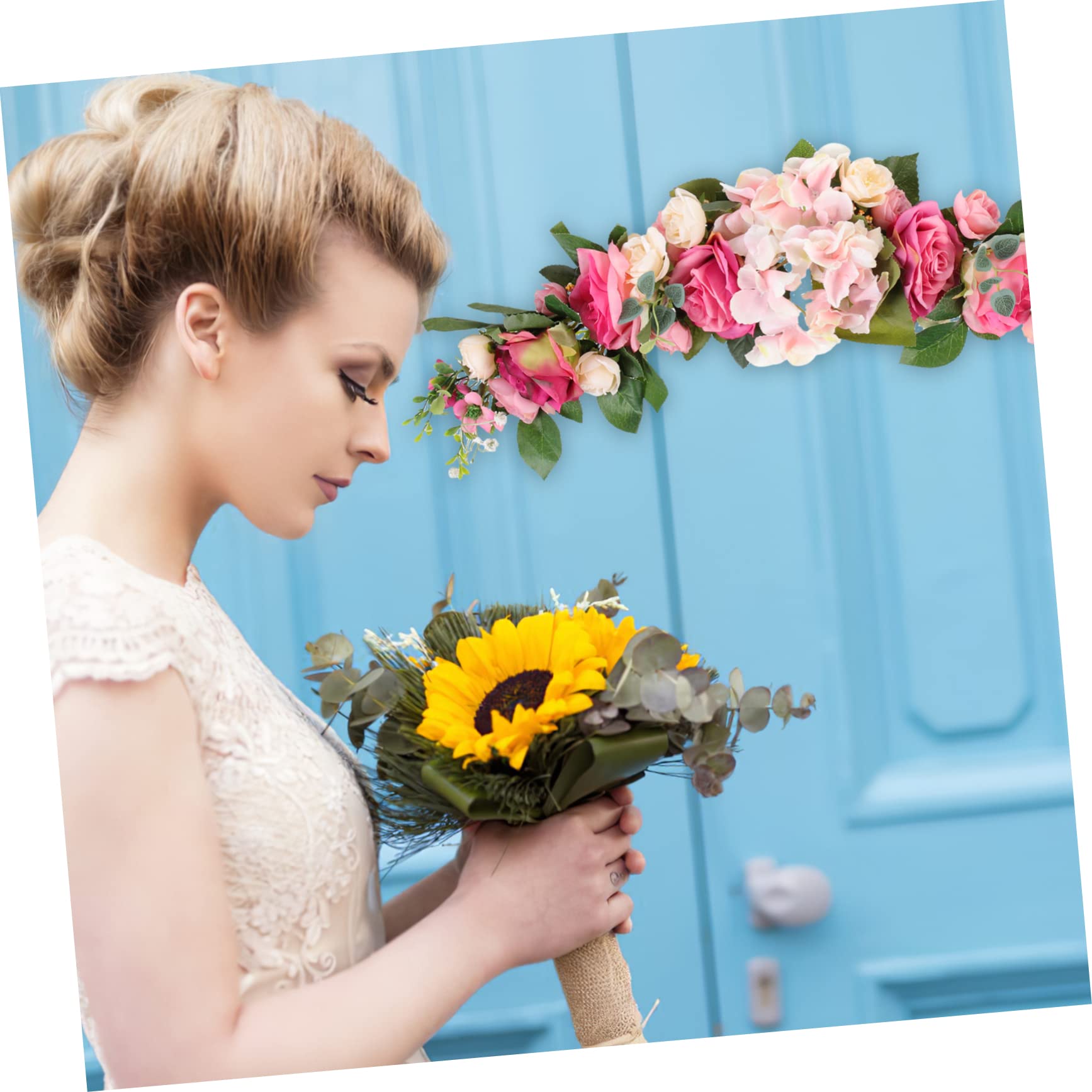 Künstliche Rosenblumen-Girlande Dekorative Blumengirlande für Türstürze Künstliche Hochzeitsrosen Blumendekoration für Fenster und Haustür