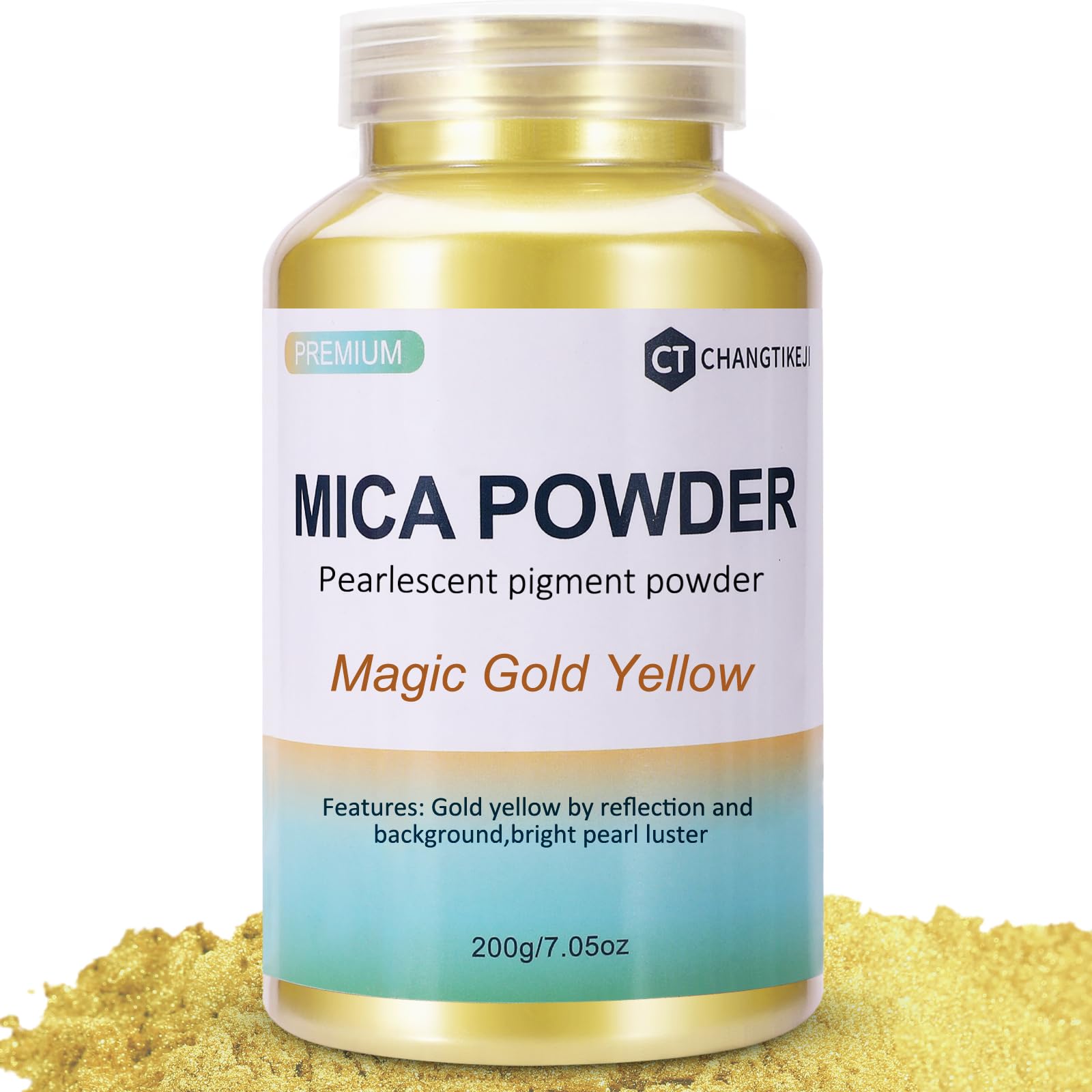 Mica Powder 200g 7 42oz Large Jar Magic Gold Yellow Mica Powder Pigment for Epoxy Resin Lip Gloss