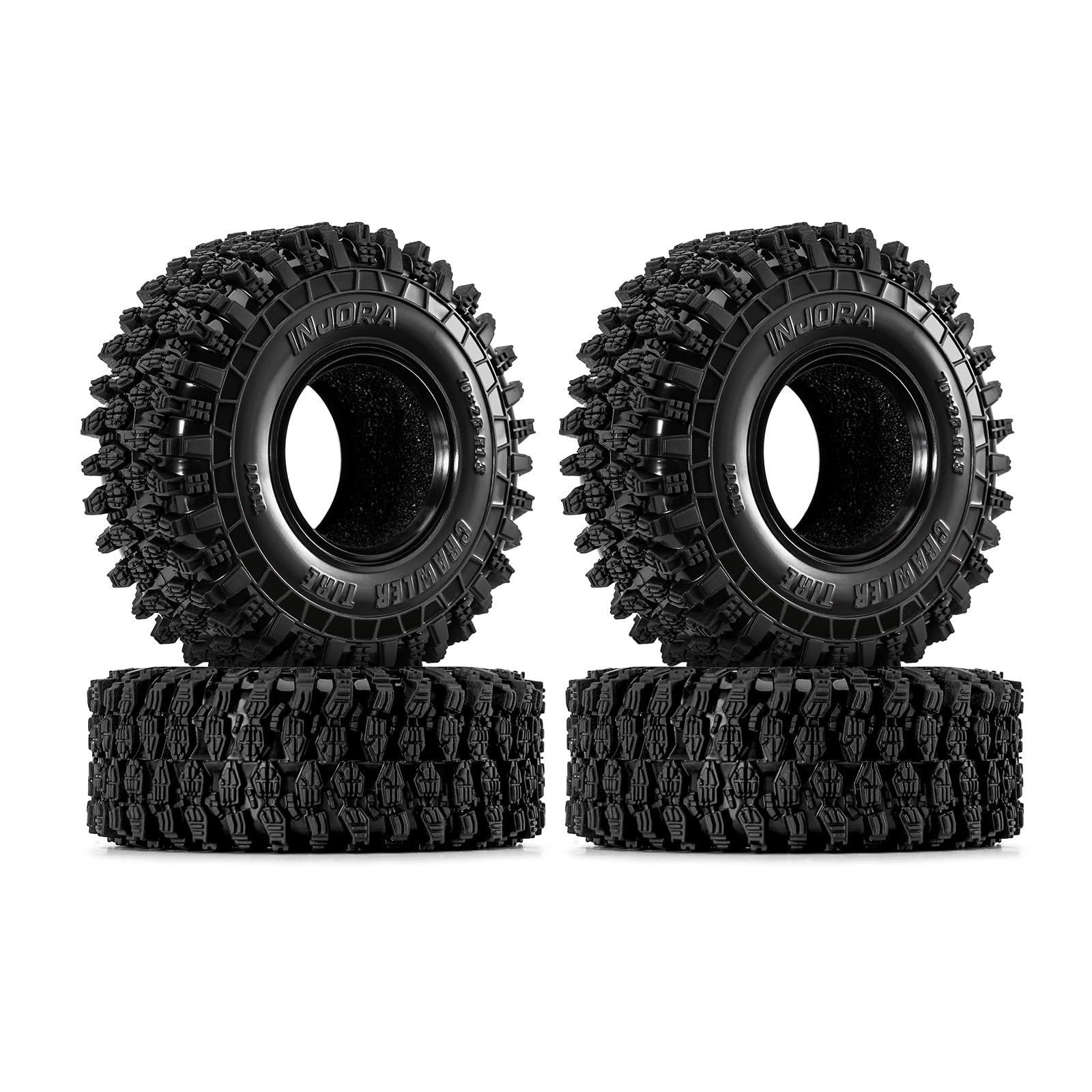 INJORA 1.3" Crawler Tires 70 * 26mm S5 for 1/18 1/24 TRX4M SCX24 RC Crawlers (T1311), Black, 70mm (Outer Diameter) x 26mm (Width)