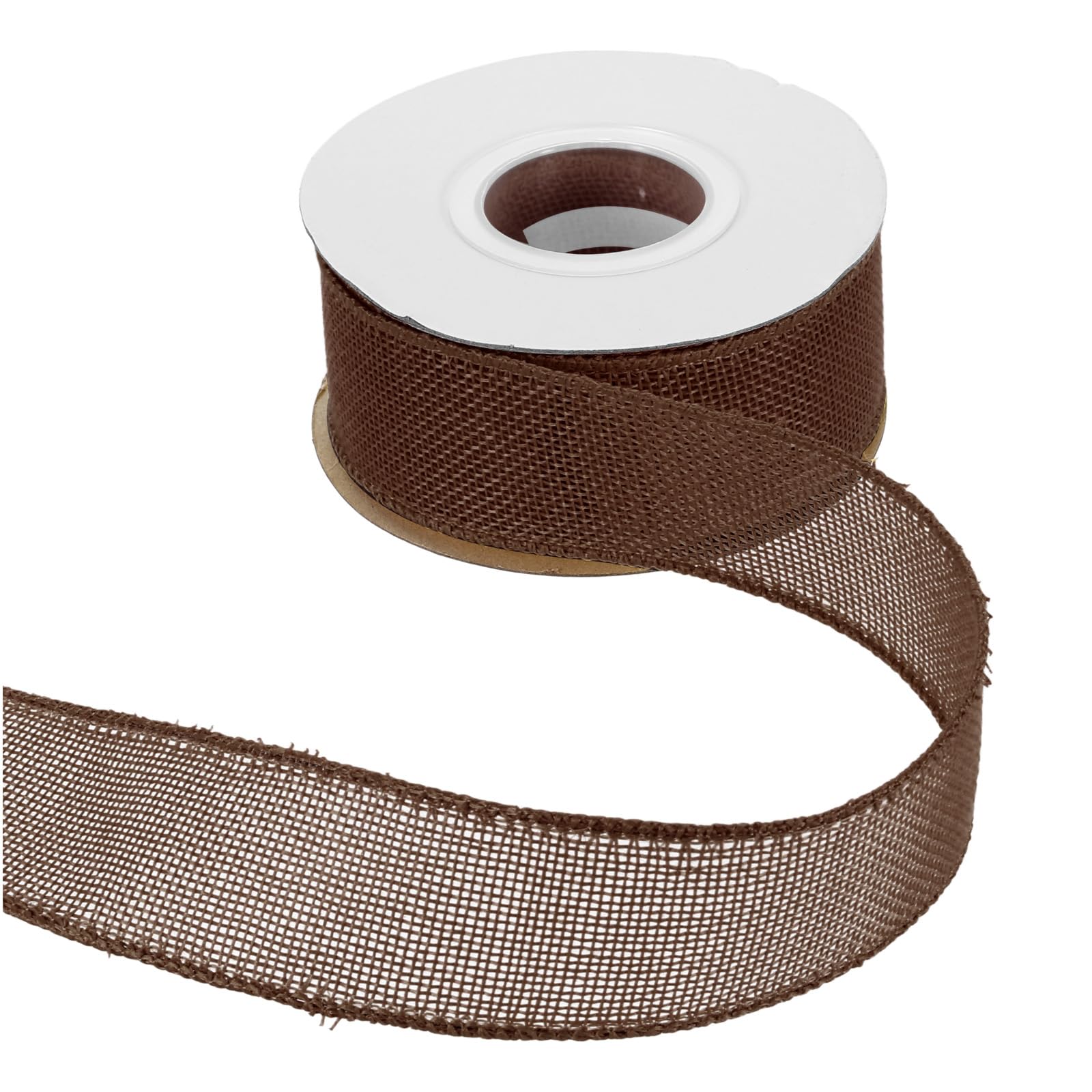 sourcing map Burlap Wired Ribbon 1-1/2" x 10 Yards Wired Edge Ribbon Cross Linen Woven Strap for Big Bow Wreath Holiday Parties Home and Outdoor Decoration, Brown — image 1