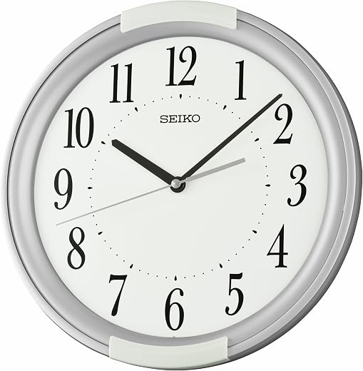 SEIKO QXA858SLH Two Toned Frame Non Ticking Wall Clock, Silver, 12 Inch