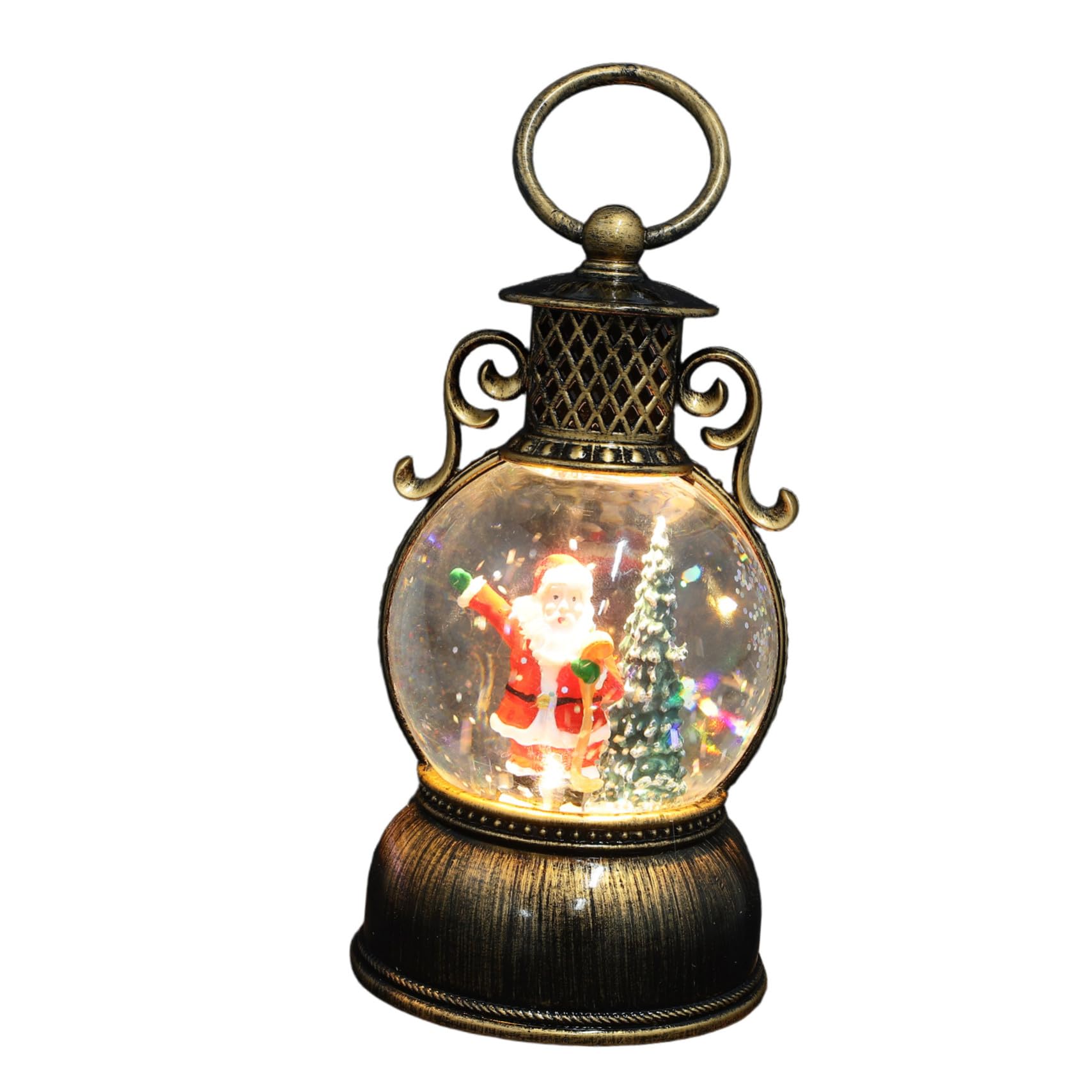 Alipis Globo di Neve Carillon Natalizio Lanterna Decorativa Illuminata Forma di Neve Ornamento Musicale per Feste Cavo USB senza Batterie