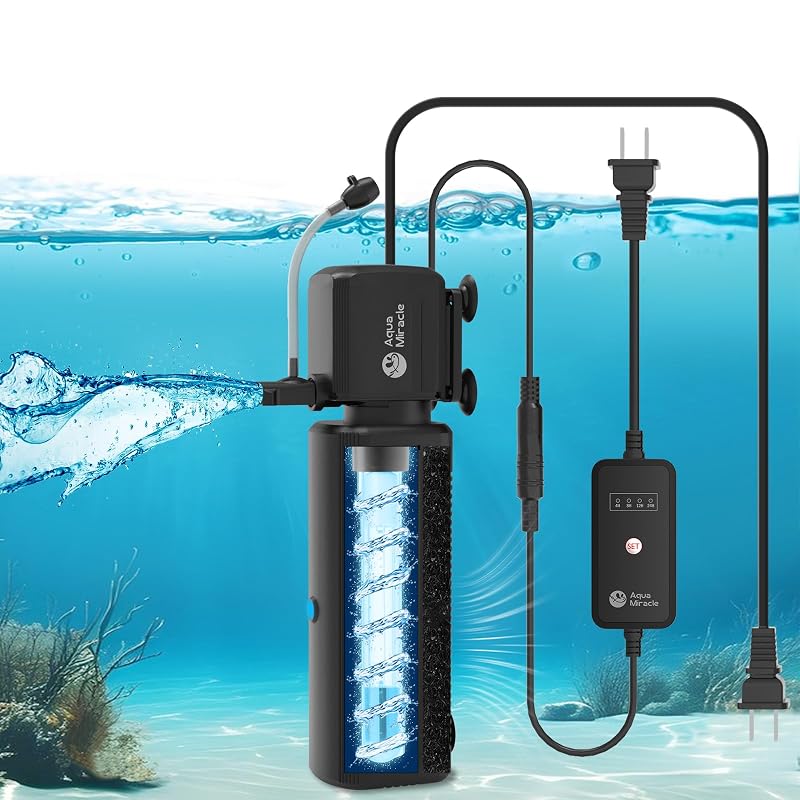 Filtro para aquário com luz UV, esponja e timer AquaMiracle SV-500 para 37,85–113,55 L