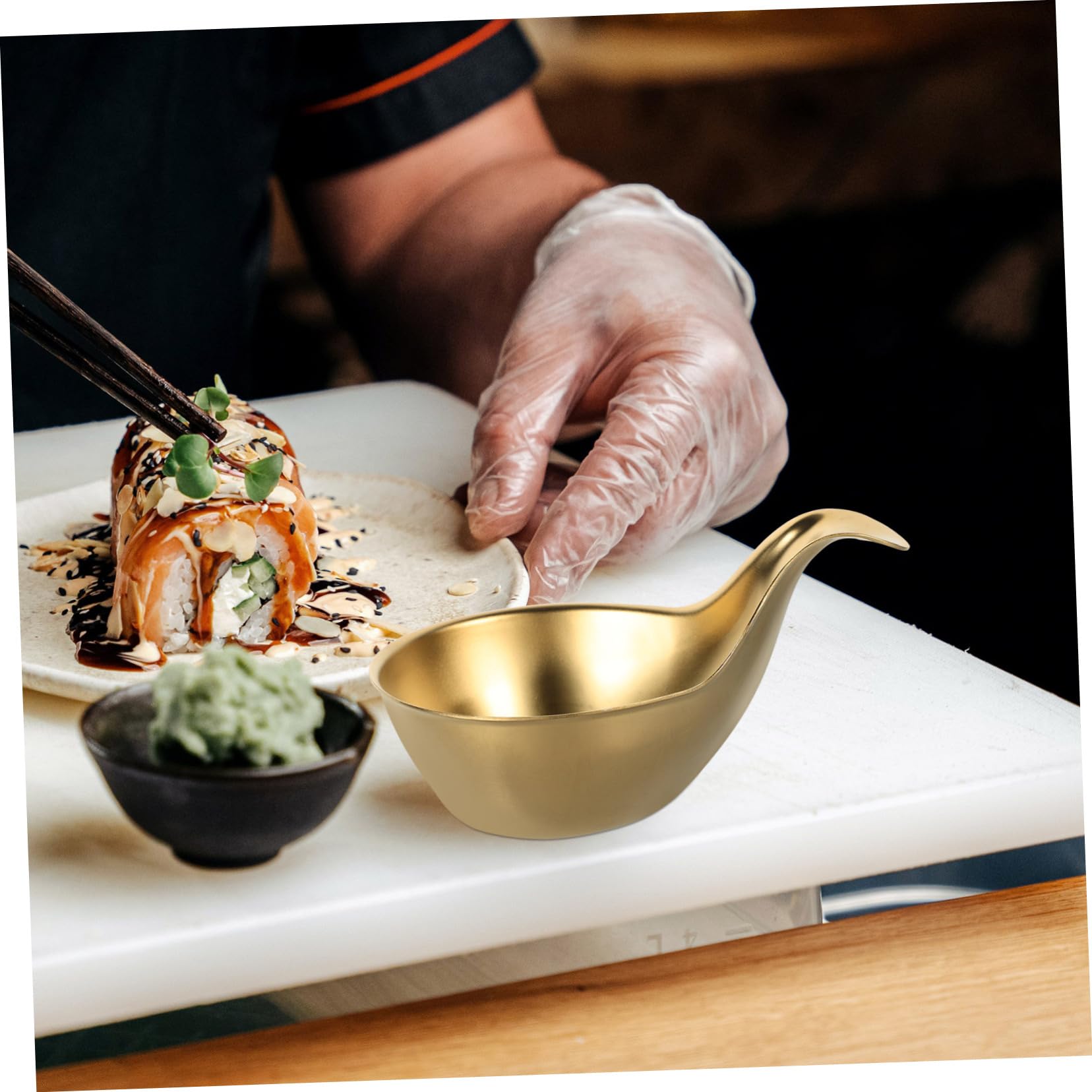 COLLBATH Sauce Cup Sauce Containers Small Containers Vinegar Dispenser Salad Dressing Container Portable Seasoning Cups Condiment Cups Condiment Plate Sauce Tray Golden Stainless Steel