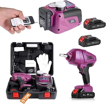 TYAYT Electric Car Jack Kit, 5 Ton Cordless Hydraulic Car Jack with Electric Impact Wrench, 12V Portable Car Jack with LED Light for SUV MPV Sedan, Lifting Range 6.6 to 17.5 InchPurple
