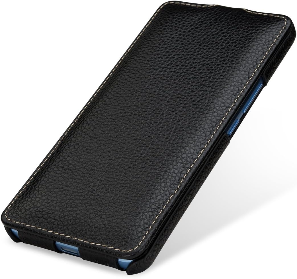 StilGut Slim Vertical Flip Case for HTC U11 Plus/U11+, Genuine Leather HTC U11 Plus Case with Auto Wake/Sleep Function, Black - Image 4
