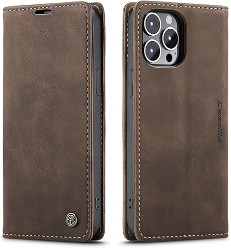 SINIANL Funda de cuero para iPhone 15 Pro Max, cartera para iPhone 15 Pro Max, funda tipo cartera plegable con función atril magnética, ranuras para