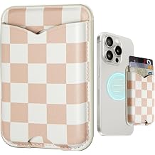 Unilily for MagSafe Wallet, Magnetic Wallet for iPhone with Strong 3800Gs Magnets, Slim PU Leather Magnetic Card Holder for iPhone 16/15/14/13/12 Series, RFID Blocking, Holds 3 Cards Tan Checkered