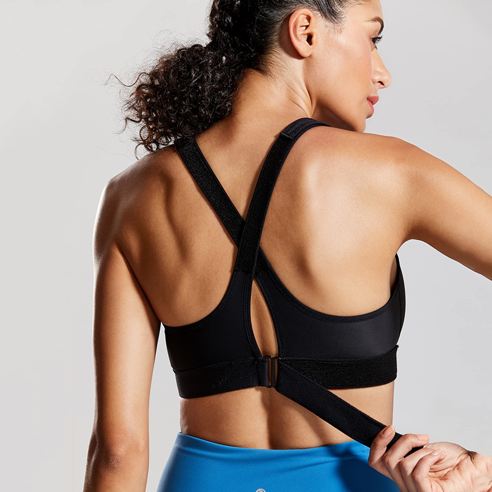 WENJUN Soutien-gorge de sport non rembourré pour femme, soutien-gorge court sans armatures à haut impact avec bretelles réglables, bralette de yoga pour entraînement gym (couleur : gris, taille : 90