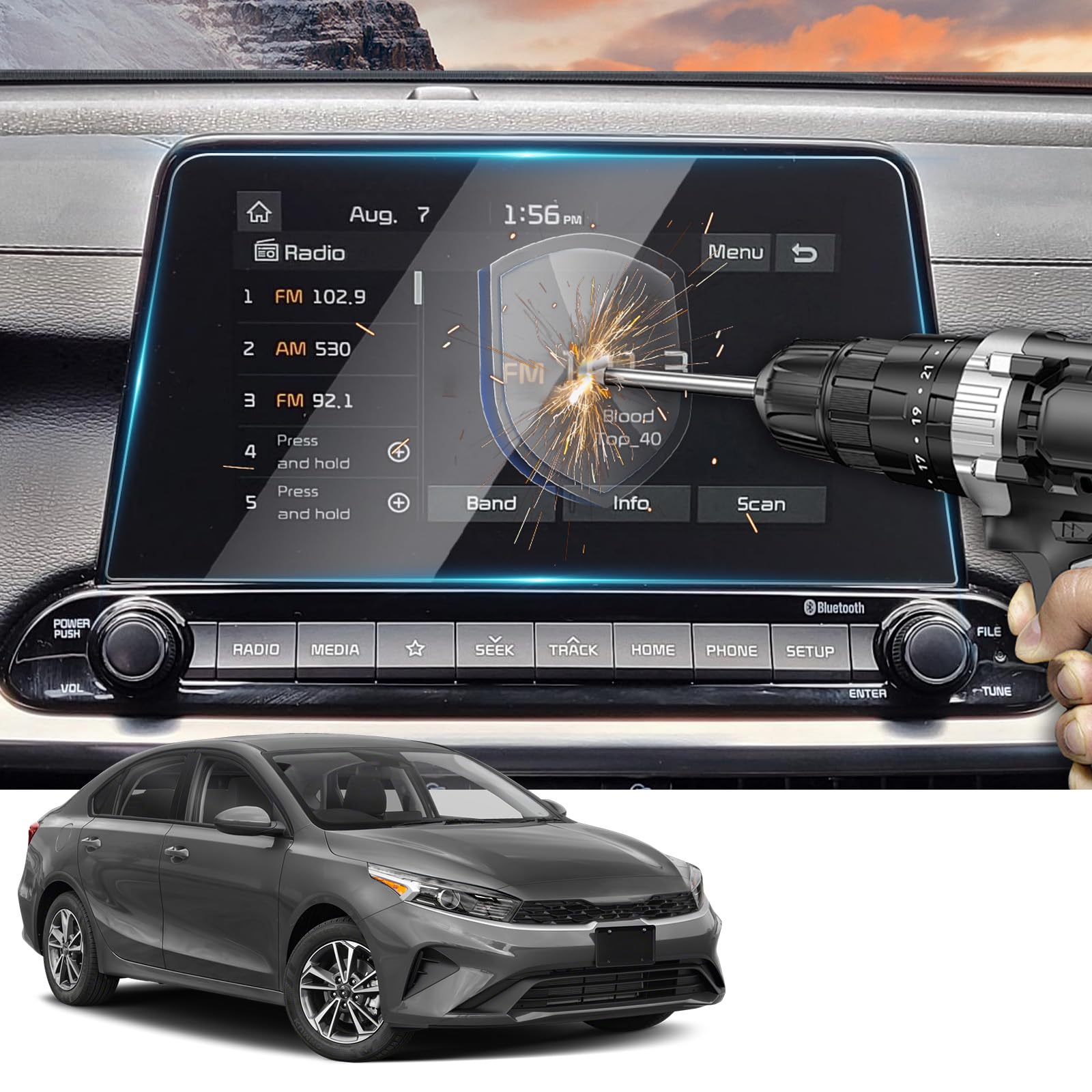 YEE PIN 2019 Forte Touch Screen Protector, Car Navigation Glass Screen Protector for 2019 2020 kia Forte, 9H Anti-Scratch High Clarity (8-inch)