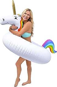 GoFloats Tubo de festa de boia de piscina unicórnio - jangadas infláveis, adultos e crianças