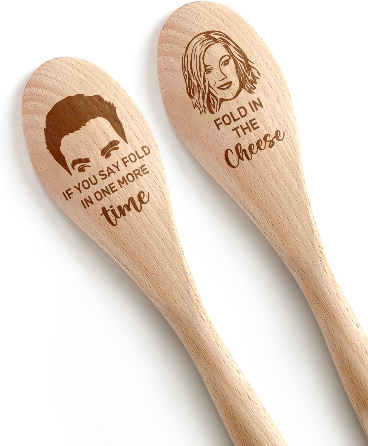 2PCS Funny Wooden Spoons for Cooking, Novelty Friends TV Show Decor for Women, Kitchen Cooking Spoons Decor Accessories Housewarming Gifts for Chef Woman Fans