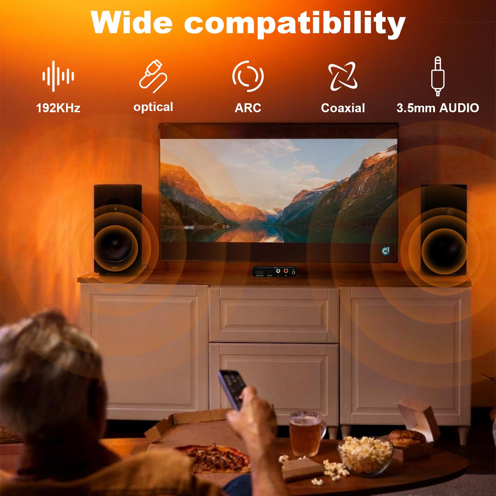 Extractor de audio eARC/ARC, Convertidor Digital-Analógico de 192 KHz, compatible con CEC, Salidas Óptica/HDMI/RCA/Estéreo de 3,5 mm, para Televisores de Alta Definición