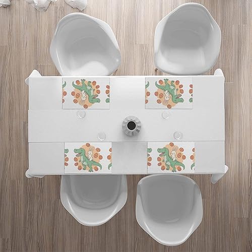 Miniatura 7 de Rectangular Placemats Set of 4, Heat Resistant Dinosaur and Rabbit Printed Kitchen Dining Table Mats