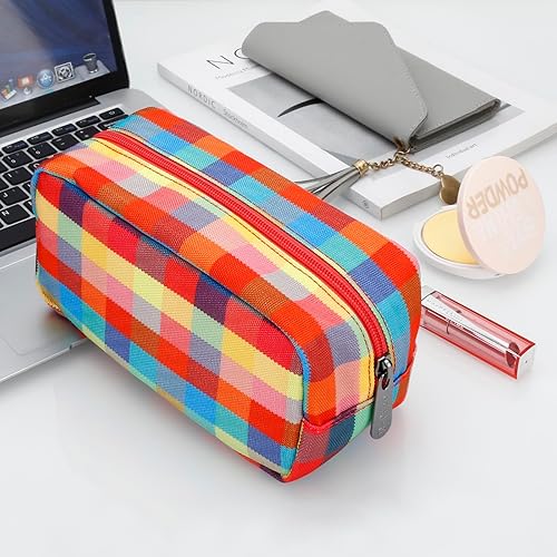 Miniatura 6 de E-Tree Bolsa de viaje cosmética de lona con cremallera, estuche de transporte de maquillaje, almacenamiento diario portátil, bolsa de transporte,