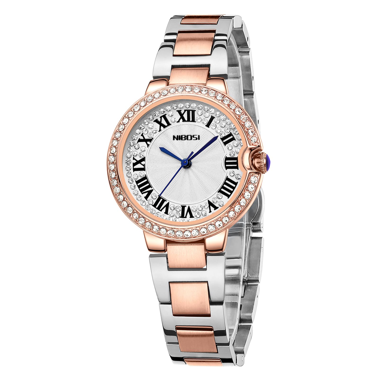 NIBOSI Women Watches Analog Quartz Rose Gold Diamond Watch for Ladies Fashion Minimalism Waterproof Stainless Steel Casual Wrist Watches Birthday Gift